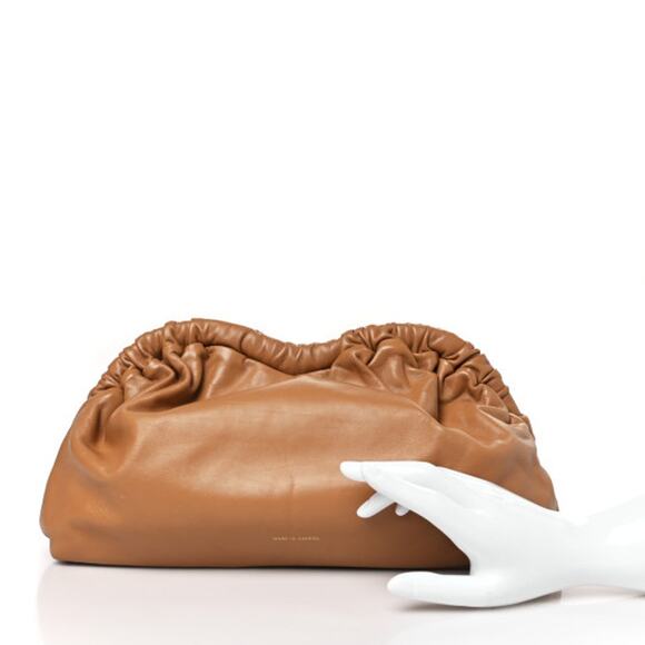 MANSUR GAVRIEL Caramel Tan Lambskin Cloud Clutch Ruched Top Bag Clutch Purse - Picture 2 of 15